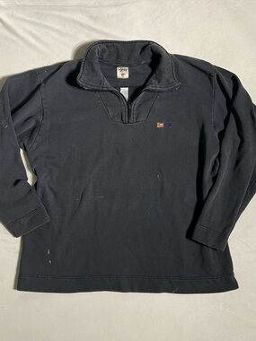 Stüssy Sport VTG 1/4 Zip Pullover Crown Label Faded Distressed Size L Rare